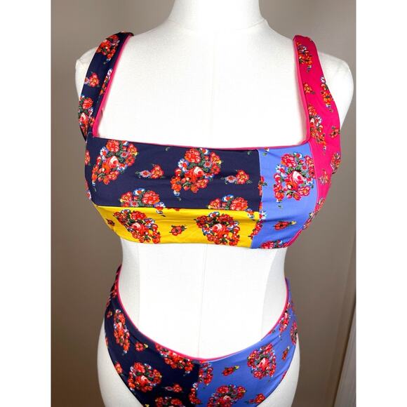Mara Hoffman Lydia Meli Floral Colorblock Bikini Swim Set Size XL - Picture 4 of 8